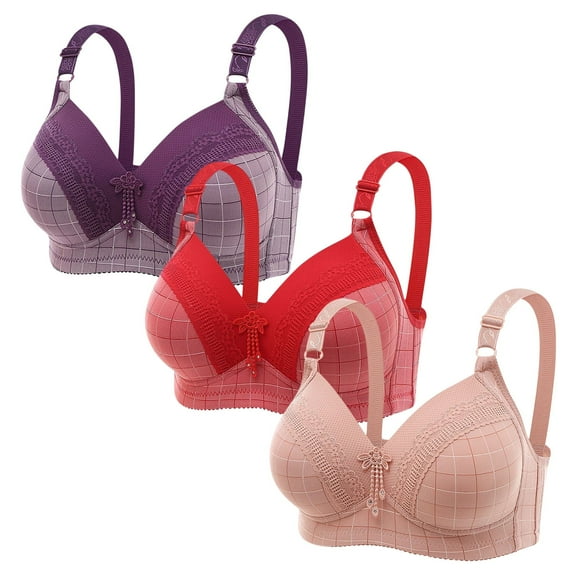 ATENAR Bras for Women,Wireless Bras for Women,Womens Bras,Soft,Stretch Fabric,Solid,Nylon,Spandex,Purple,L