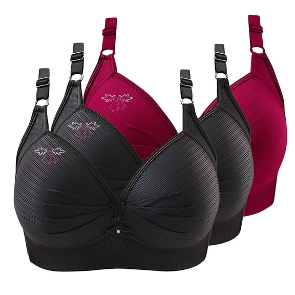 ATENAR Bras for Women,Wireless Bras for Women,Womens Bras,Soft,Stretch Fabric,Solid,Nylon,Wine,2XL