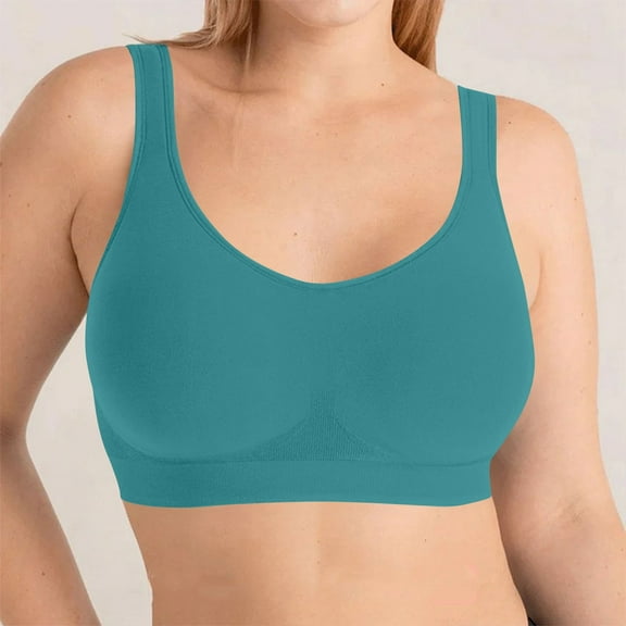 ATENAR Bras for Women,Wireless Bras for Women,Womens Bras,Soft,Stretch Fabric,Solid,Polyester,Green,M