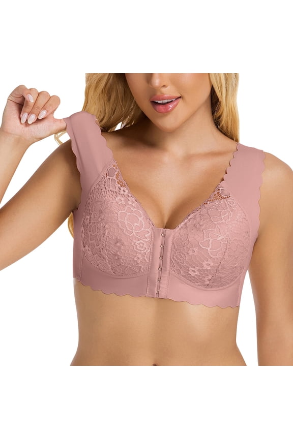 Bras for Women,Wireless Bras for Women,Womens Bras,Soft,Stretch Fabric,Solid,Polyester,Spandex ,Pink,4XL