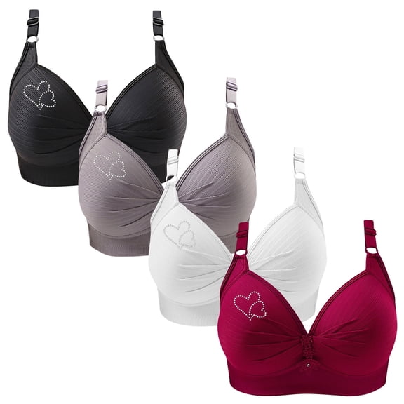 ATENAR 4PC Bras for Women,Wireless Bras for Women,Womens Bras,Stretch Fabric,Breathable,Solid,Nylon,Black,2XL(US:14)