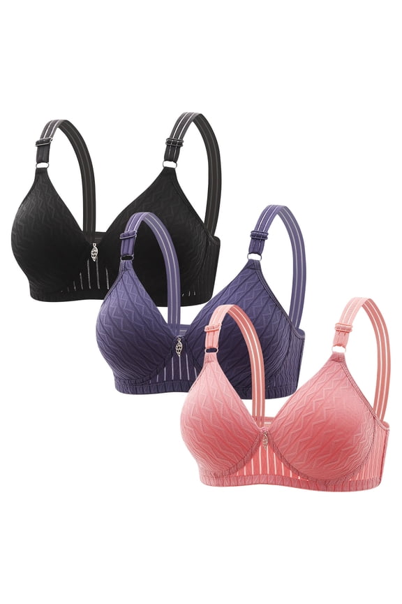 Bras for Women,Wireless Bras for Women,Womens Bras,Stretch Fabric,Breathable,Solid,Nylon,Spandex,Black,L