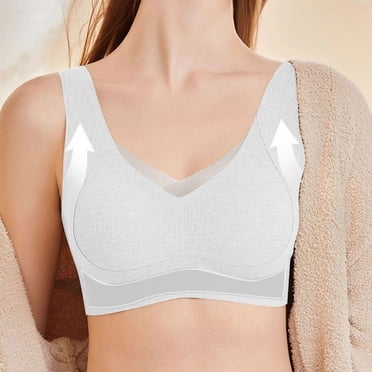 ATENAR Bras for Women,Wireless Bras for Women,Womens Bras,Stretch Fabric,Breathable,Solid,Nylon,Spandex,White,M