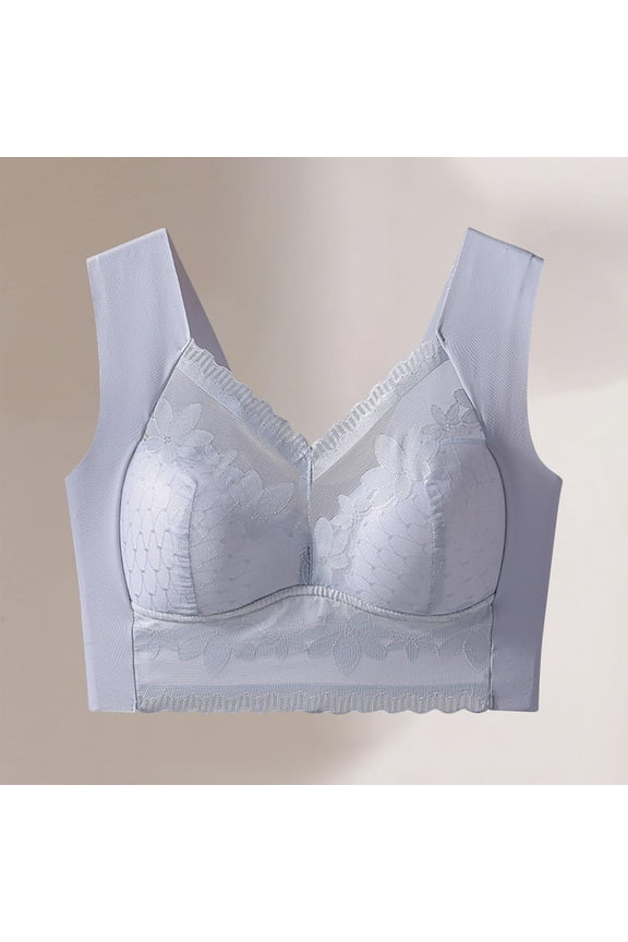Bras for Women,Wireless Bras for Women,Womens Bras,Stretch Fabric,Breathable,Solid,Polyester,Blue,L