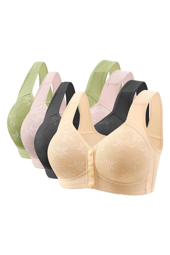 Bras for Women,Wireless Bras for Women,Womens Bras,Stretch Fabric,Breathable,Solid,Polyester,Spandex ,Green,40