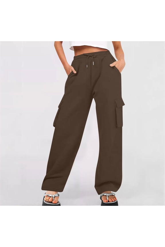 Cargo Pants Women,Women Cargo Pants,Women's Cargo Pants,Butt Lifting,Comfort Fit,Solid,Polyester,Brown,L(US:8)