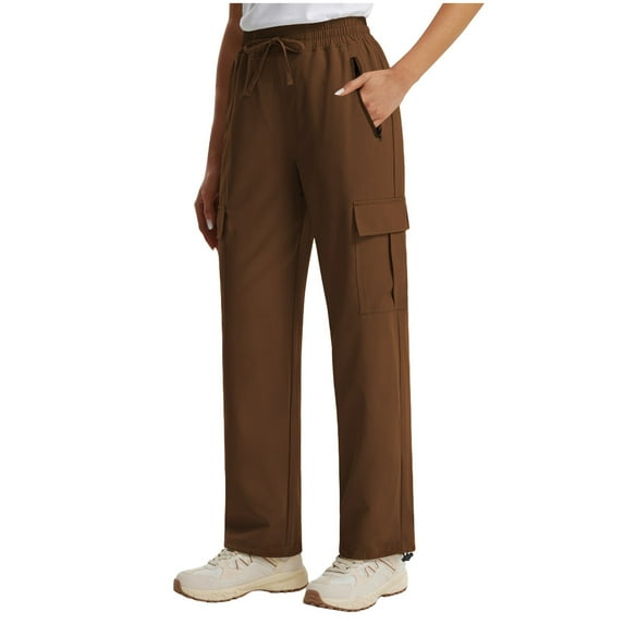 WJHWSX Cargo Pants Women,Women Cargo Pants,Women's Cargo Pants,Butt Lifting,Comfort Fit,Solid,Polyester,Brown,M