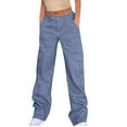thumbnail image 1 of ATENAR Cargo Pants Women,Women Cargo Pants,Women's Cargo Pants,Butt Lifting,Comfort Fit,Solid,Polyester,Navy,L(US:8), 1 of 1