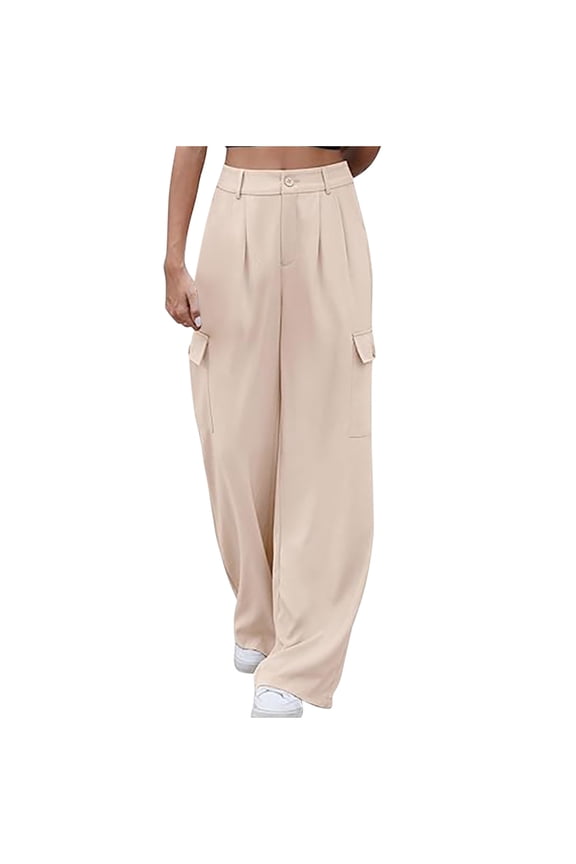 Cargo Pants Women,Women's Cargo Pants,Cargo Pants for Women,Butt Lifting,Comfort Fit,Solid,Polyester,Beige,M(US:6)