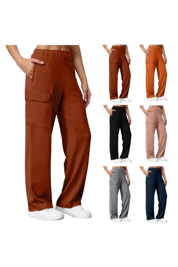 Cargo Pants for Women,Womens Pants,Pockets,Comfort Fit,Solid,Polyester,Cotton,Coffee,L(US:8)