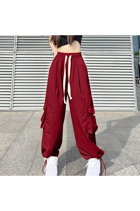 Cargo Pants Women,Womens Cargo Pants,Women Cargo Pants,Pockets,Comfort Fit,Solid,Cotton,Rayon ,Wine,3XL(US:10)