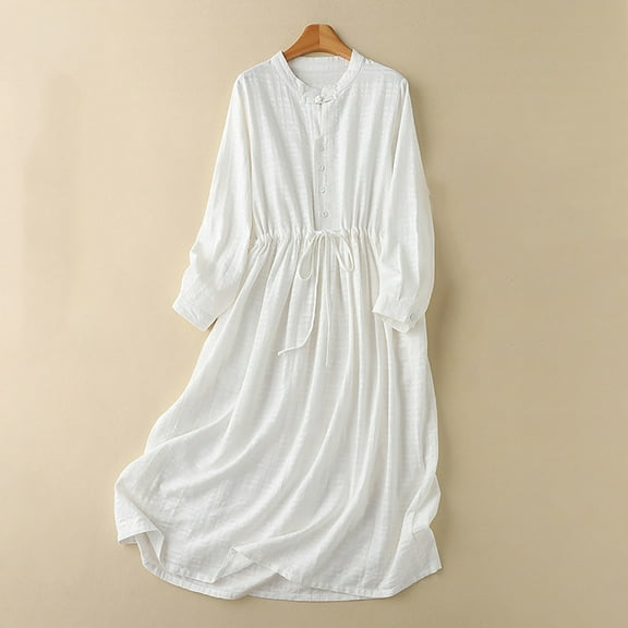 WJHWSX Casual Dresses for Women,Fall Dresses for Women 2025,Womens Dresses,Long Sleeve,Crew Neck,Comfort Fit,Solid,L