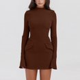 thumbnail image 1 of ATENAR Casual Dresses for Women,Mini Dresses,Womens Dresses,Long Sleeve,Pockets,Fitted,Solid,3XL(US:14), 1 of 9