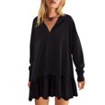 thumbnail image 1 of ATENAR Casual Dresses for Women,V Neck,Womens Dresses,Long Sleeve,Soft,Breathable,Solid,S(US:4), 1 of 6