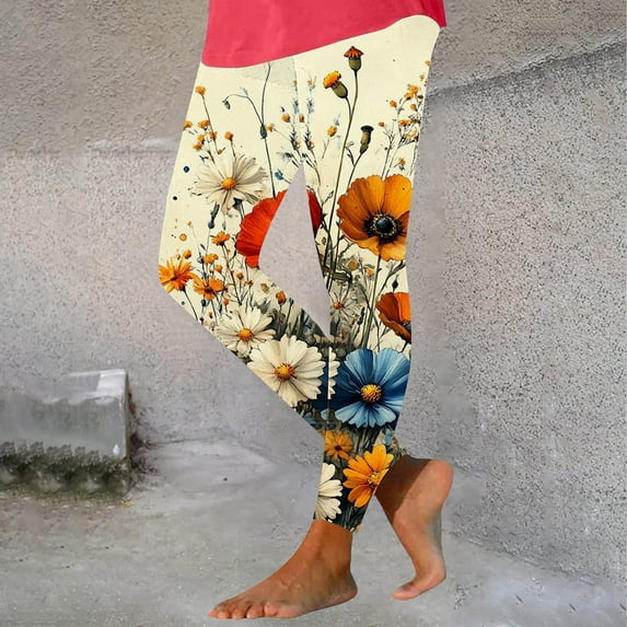 WJHWSX Compression Leggings for Women,Leggings for Women Tummy Control,Womens Leggings,Cinched,Comfort Fit,Printed,Polyester,Spandex,Multicolor,3XL(US:14)