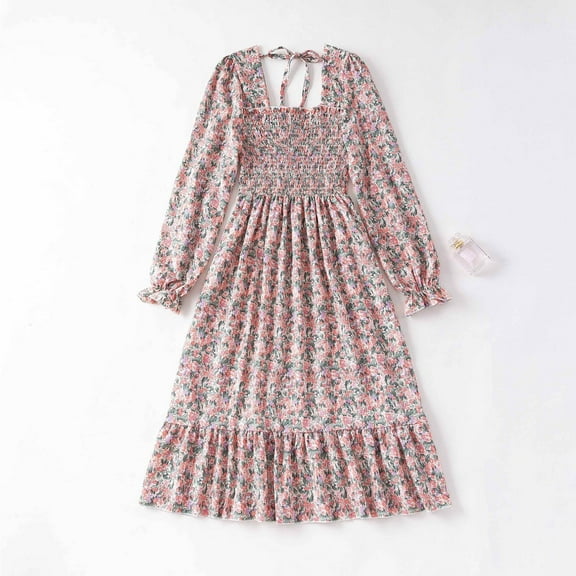 WJHWSX Dresses for Women,Womens Fall Dresses,Casual Dresses for Women,Long Sleeve,Easy Care,Soft,Printed,Free Size