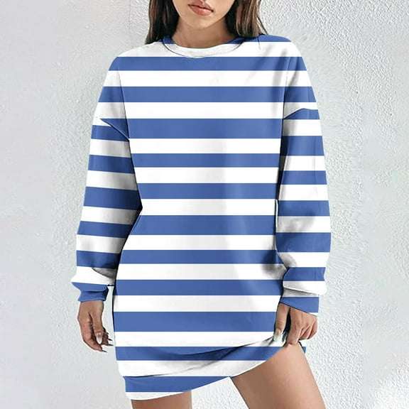 WJHWSX Fall Dresses for Women 2025,Womens Dresses,Dresses for Women,Long Sleeve,Crew Neck,Breathable,Printed,M(US:6)