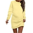 thumbnail image 1 of WJHWSX Fall Dresses for Women 2025,Womens Dresses,Dresses for Women,Long Sleeve,Crew Neck,Easy Care,Solid,L(US:8), 1 of 4