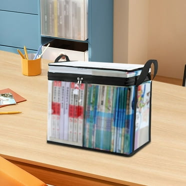 WJHWSX File Organizer Box,Clear Book Storage Organizer Box,Plastic,Black