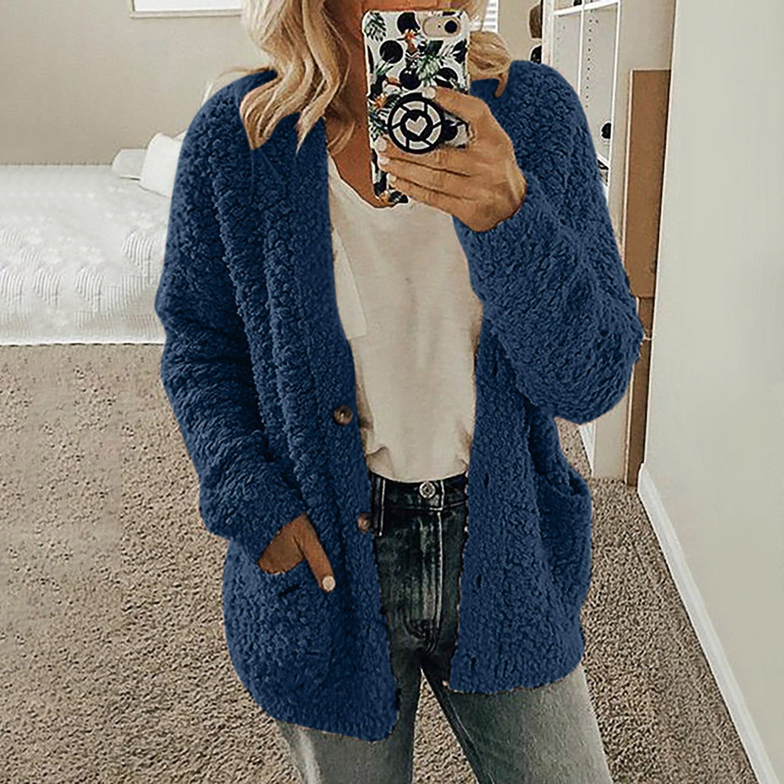 Blue fuzzy clearance cardigan