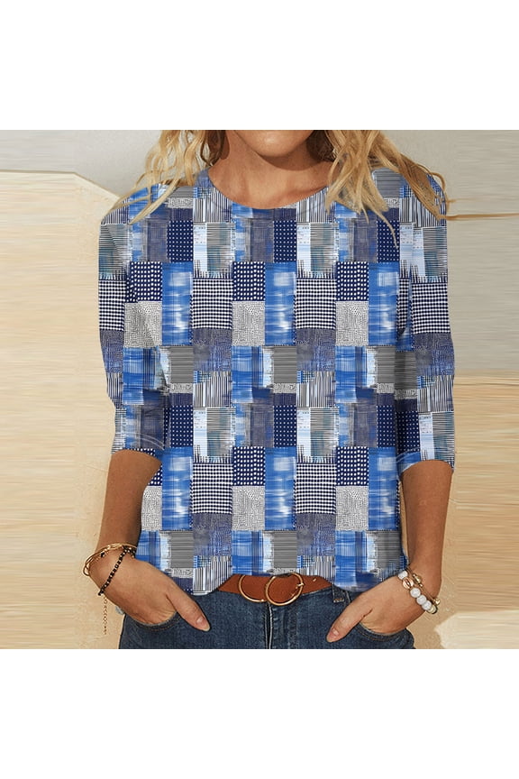 Going Out Tops for Women,Womens Tops,Breathable,Crew Neck,Printed,Multicolor,S