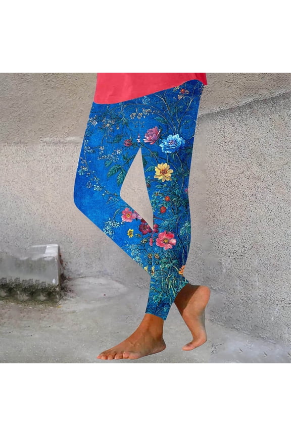 Leggings for Women Tummy Control,Womens Leggings,Leggings,Cinched,Comfort Fit,Printed,Polyester,Spandex,Multicolor,S(US:4)