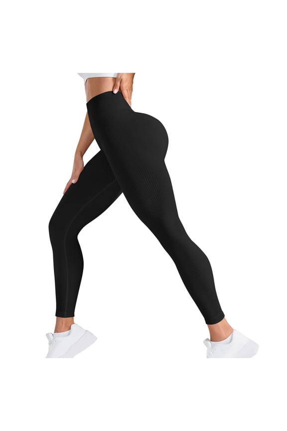 ATENAR Leggings for Women,Yoga Pants,Black Yoga Pants for Women,Butt Lifting,Comfort Fit,Solid,Nylon,Spandex,Black,L