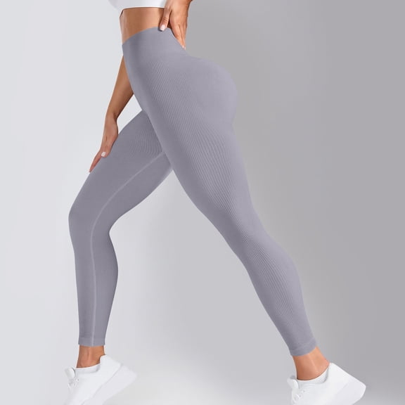 ATENAR Womens Leggings,Yoga Pants,Yoga Pants for Women,Butt Lifting,Comfort Fit,Solid,Nylon,Spandex,Gray,L