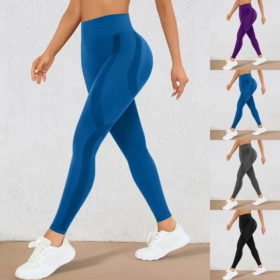 ATENAR Leggings for Women,Yoga Pants,Womens Yoga Pants,Butt Lifting,Comfort Fit,Solid,Nylon,Spandex,Sky Blue,2XL