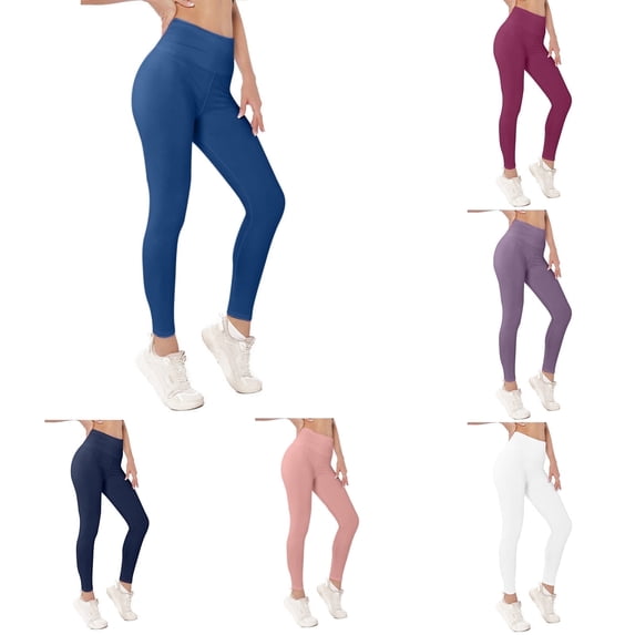 ATENAR Leggings for Women,Yoga Pants,Womens Yoga Pants,Butt Lifting,Comfort Fit,Solid,Polyester,Spandex,Blue,2XL(US:12)