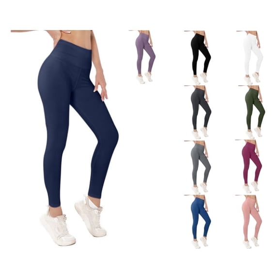 ATENAR Leggings for Women,Yoga Pants,Womens Yoga Pants,Butt Lifting,Comfort Fit,Solid,Polyester,Spandex,Navy,2XL(US:12)