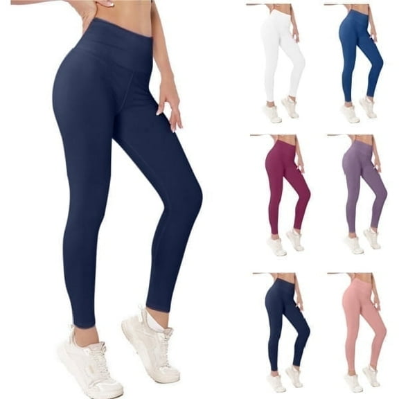 ATENAR Leggings for Women,Navy Leggings,Womens Yoga Pants,Butt Lifting,Comfort Fit,Solid,Polyester,Spandex,M(US:6)