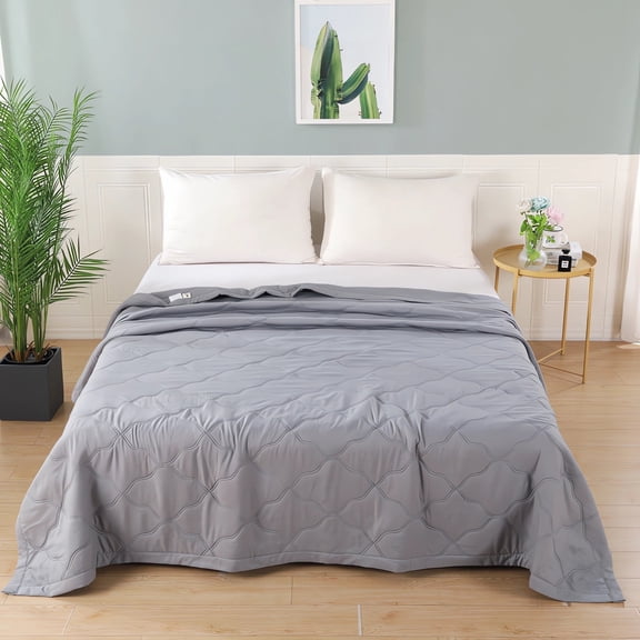 WJHWSX Light Summer Comforter,Cooling Blankets for Hot Sleepers,Double Sided Breathable Comforter,Gray