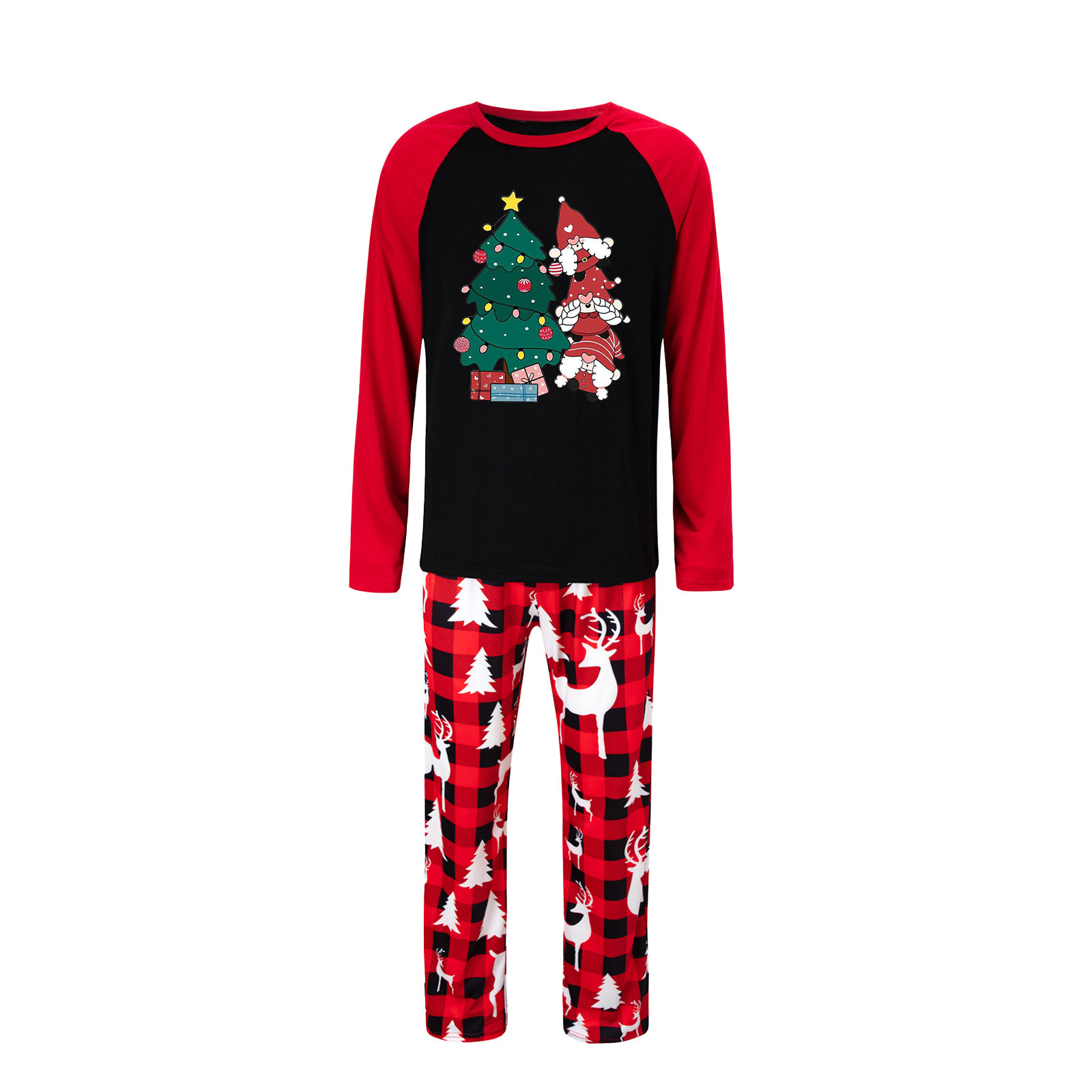 WJHWSX Men'S Novelty OnePiece Pajamas Christmas Big Mens Pajamas Clearance Red High low Long