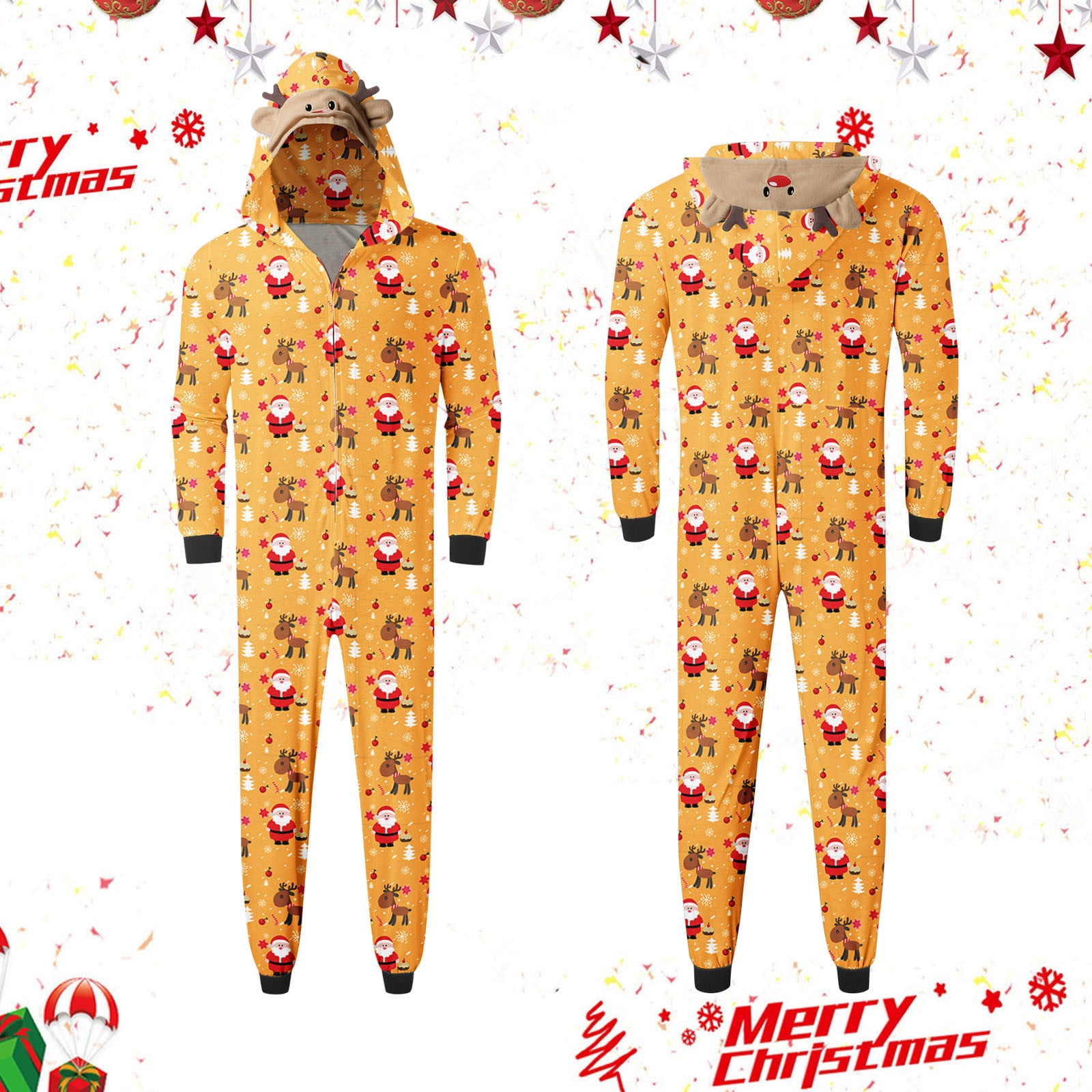 WJHWSX Men'S Novelty OnePiece Pajamas Holiday Mens Grinch Pajamas Yellow High low Long Sleeve
