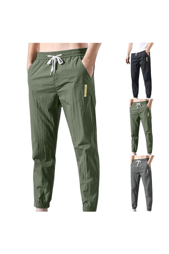 Pants for Men,Sweat Pants,Casual Pants for Men,Drawstring,Pockets,Solid,Polyester,Spandex,Army Green,S(US:4)
