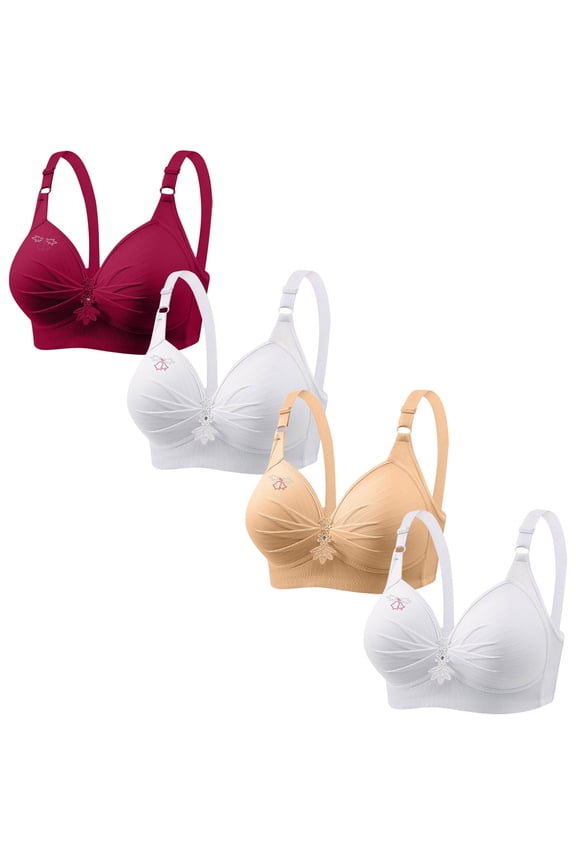 Men's Pants,Wireless Bras for Women,Bras for Women,Comfort Fit,Soft,Solid,Nylon,Red,L