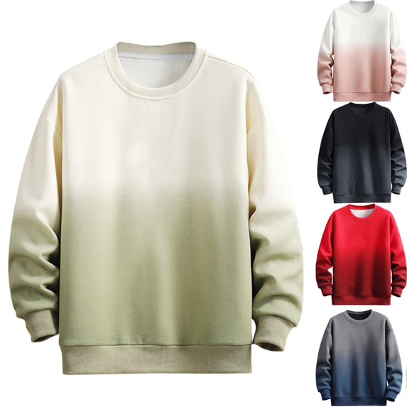 ATENAR Mens Sweatshirt,Crewneck Sweatshirt,Long Sleeves,Comfort Fit,Solid,Polyester,Beige,M(US:6)