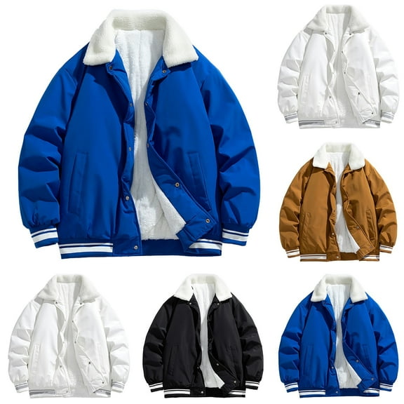 ATENAR Men's Winter Coat,Winter Jackets for Men,Cold Weather,Long Sleeve,Warm,Solid,Cotton,Blue,L(US:8)