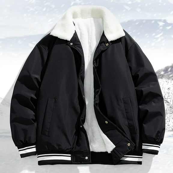 ATENAR Men's Winter Coat,Winter Jackets for Men,Insulated,Cold Weather,Long Sleeve,Solid,Cotton,Black,3XL(US:14)