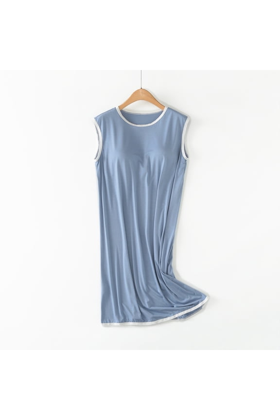 Nightgowns for Women,Long Nightgowns for Women,Slip-On,Easy Care,Cotton,Polyester ,Light Blue,M(US:6)