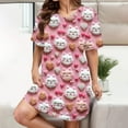 thumbnail image 1 of ATENAR Nightgowns for Women,Womens Nightgown,Comfort Fit,Moisture Wicking,Printed,Pink,3XL(US:14), 1 of 5