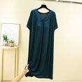 thumbnail image 1 of ATENAR Nightgowns for Women,Womens Dresses,Comfort Fit,Slip-On,Cotton,V Neck,Short Sleeve,Navy,XL, 1 of 3