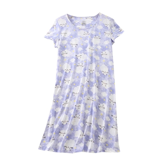 WJHWSX Nightgowns for Women,Womens Nightgown,Gowns for Women,Moisture Wicking,Slip-On,Printed,Purple,S(US:4)