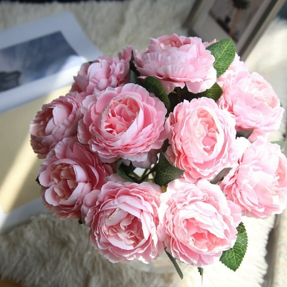 WJHWSX Pink Roses Artificial Flowers,Faux Flowers Clearance,Stain Resistant,Pink