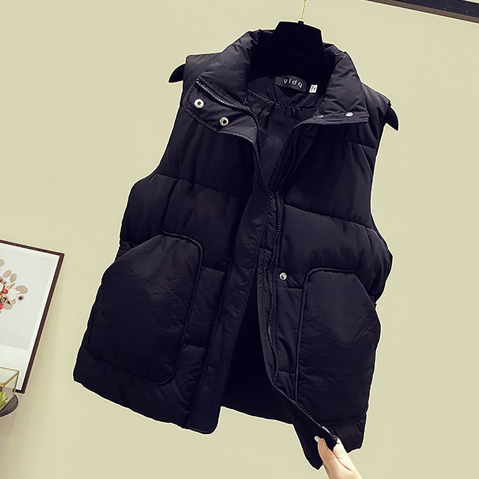 WJHWSX Puffer Jacket Vest Slim Goth Toggle Long Winter Coat Womens