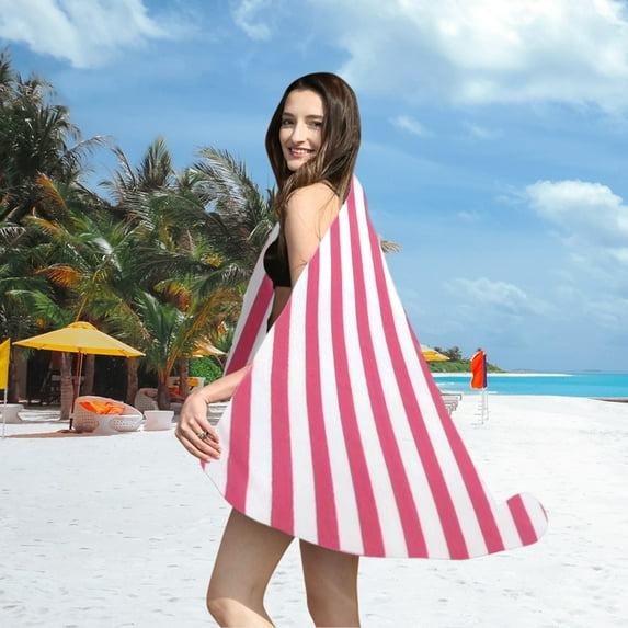 WJHWSX Quick Dry Beach Towel,Striped Beach Towel Clearance,Absorbent,Printed,Rectangle,Nylon,Spandex,Pink,One Size