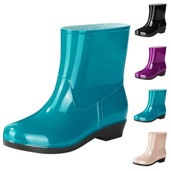 ATENAR Rain Shoes for Women,Ladies Rain Boots,Blue Rain Boots,Stability,Slip-Resistant,Solided,PVC,Blue,37 (US：6.5)