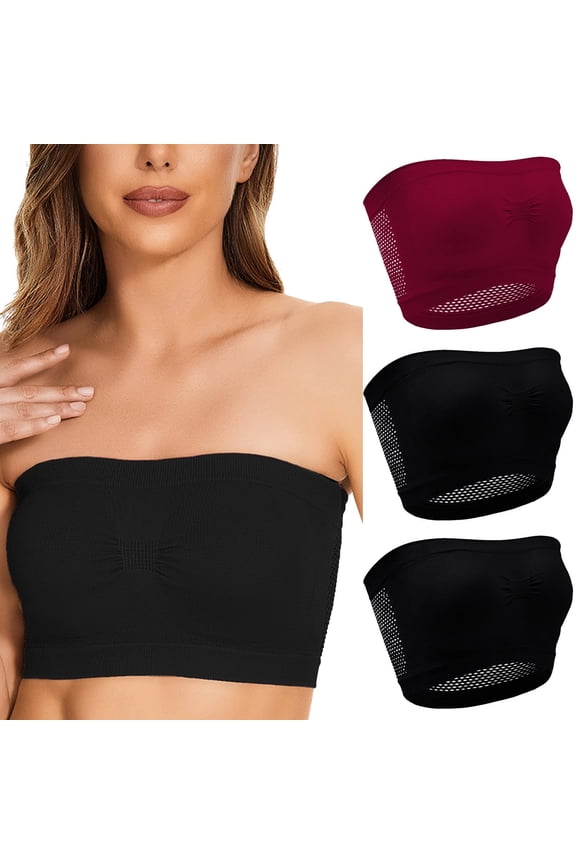 Womens Bras,Strapless Bra,Bras for Women,Breathable,Comfort Fit,Solid,Nylon,Spandex,Wine,4XL(US:16)