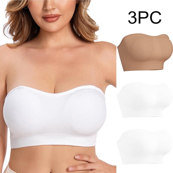 ATENAR Supportive Bras for Women,Strapless Bra,Bras for Women,Stretch Fabric,Breathable,Solid,Nylon,Spandex,Beige,S(US:4)